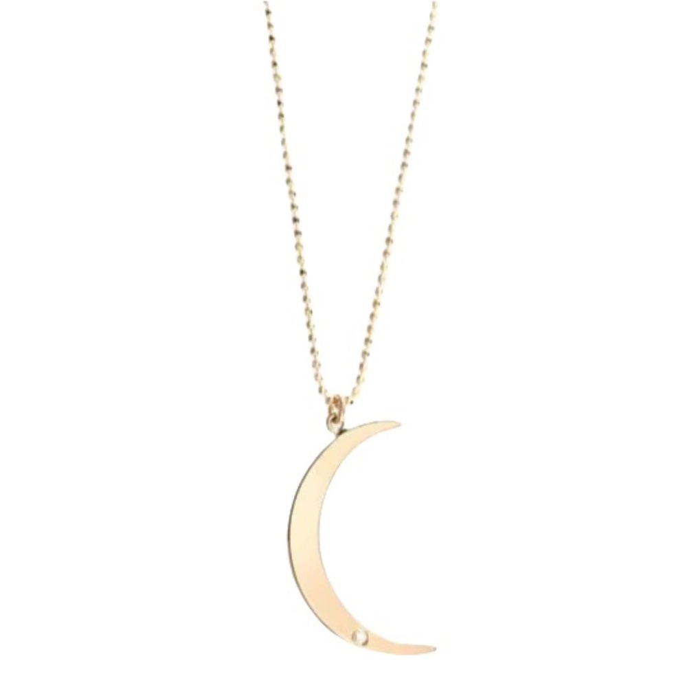 Ariel Gordon 14K Crescent Moon Diamond Cut Bead 18" Chain Necklace W/ Box